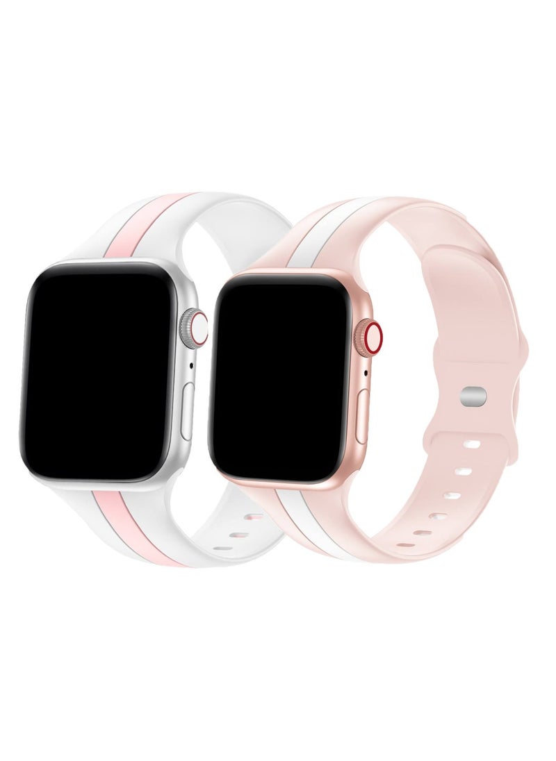 TEMPO Double Colors Bands Compatible with Apple Watch Ultra 2/1 Ultra 49mm 46mm 45mm 44mm 42mm for Men Women, Soft Silicone,Waterproof Strap for iWatch Series 10 9 8 7 6 5 4 3 2 1 SE  - Image 1