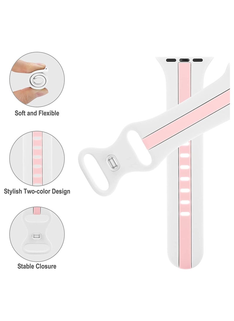 TEMPO Double Colors Bands Compatible with Apple Watch Ultra 2/1 Ultra 49mm 46mm 45mm 44mm 42mm for Men Women, Soft Silicone,Waterproof Strap for iWatch Series 10 9 8 7 6 5 4 3 2 1 SE  - Image 2