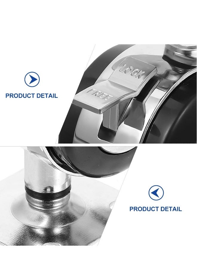 Office Chair Caster Wheels, Universal Fit 2 Inch Casters, Set of 4 Replacement Swivel Caster Wheels with Brake System, Noise Free, for Hardwood Floor and Carpets (2 Inch) - Image 1