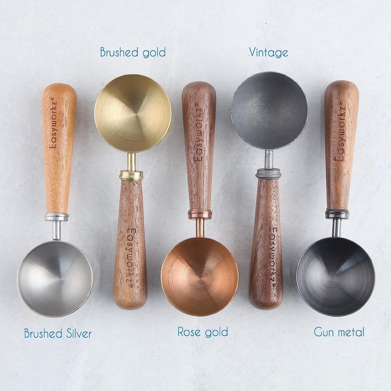 Easyworkz Retro Stainless Steel Coffee Spoon With Black Walnut Handle,10g - Measuring Spoon (Rose gold) - Image 4