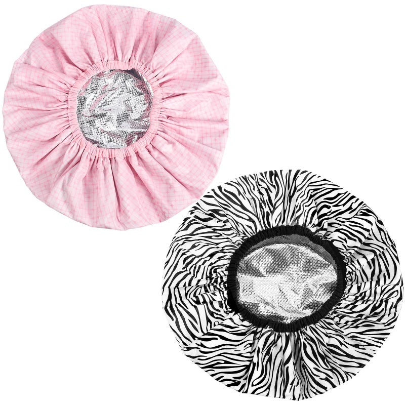 WSICSE 2 Pcs Double Layer Deep Conditioning Cap, Large Heat Cap Shower Cap Steam Cap Processing Caps for Long Thick Hair - Image 1