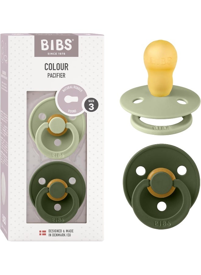 BIBS Colour Soother 2-Pack, BPA Free Dummy Pacifier, Round Natural Rubber Latex, Size 3 (18+ Months), Sage/Hunter Green - Image 1