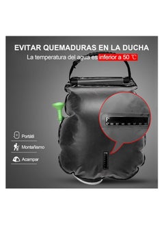 Gioderm Camping Shower, Portable Shower, 5 Gallon/20L, Adjustable Water Flow, Solar Shower Bag, Quick Heating, Suitable for Camping, Hiking, Travel, Beach, etc  - Image 2