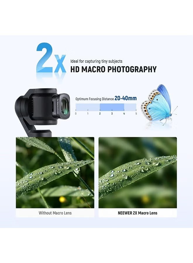 NEEWER 2X Macro Lens for Pocket 3, Magnetic Close Up Macro Photography Lens, 3 Elements in 3 Groups Multicoated HD Optical Glass, Compatible with DJI Osmo Pocket 3, Do Not Stack Filters, LS-64 - Image 2