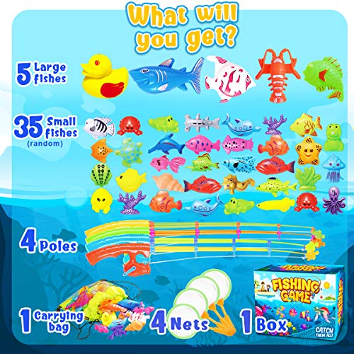 Goody King Magnetic Fishing Game Pool Party Pole Rod Net Bathtub Outdoor Indoor Carnival Party Water Table Fish 4 Players Gift Age 35 6 48 Large - Image 5