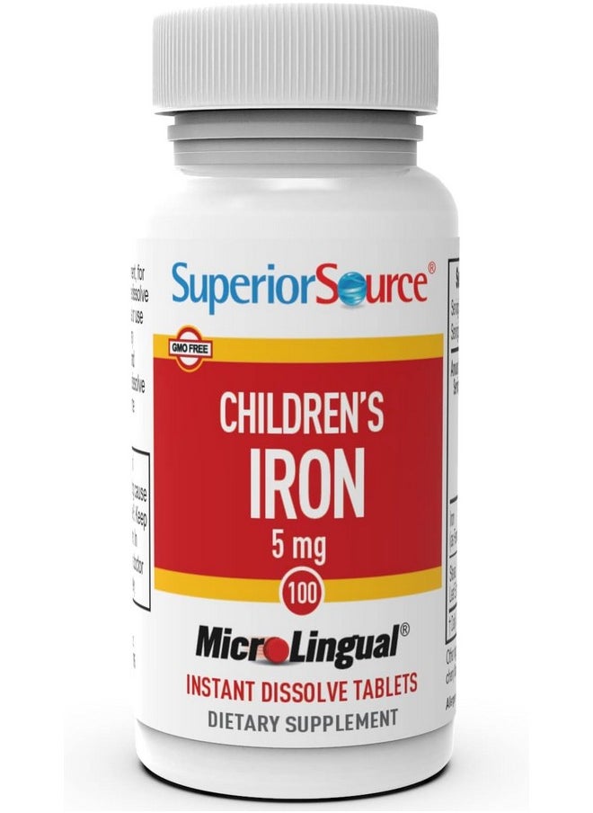 Superior Source Superior Source Children?s Iron 5 mg - Ferrous Fumarate Supplement for Kids - Iron Supplement for Cell Health & Development Support - Supplement Tablets for Toddlers - 100 Instant Dissolve Tablets  - Image 3