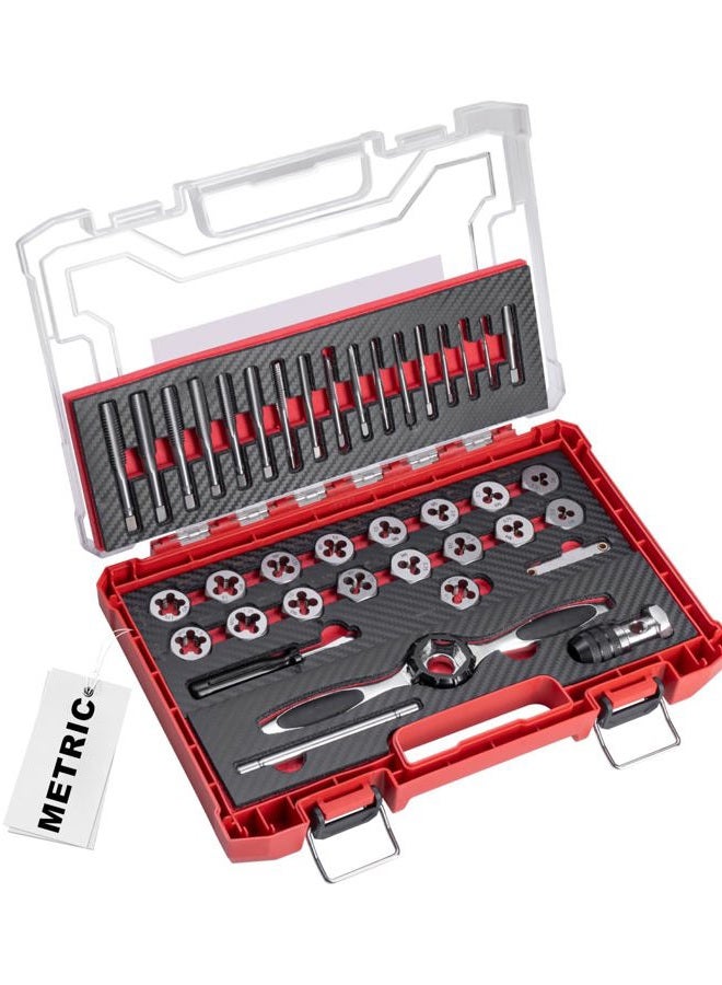 ROTATION 39-Piece Metric Tap and Die Set, Professional Threading Tool Kit for Internal & External Threads with Double-Layer Storage Case - Image 1