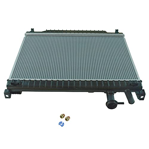 TRQ Radiator Assembly Aluminum Compatible with 04-07 Buick Rainier 06-09 Chevrolet Trailblazer 03-06 Trailblazer EXT 05-09 GMC Envoy Envoy XL 04-05 Envoy XUV Isuzu Ascender Saab 9-7x CU2563 GM3010421 - Image 1