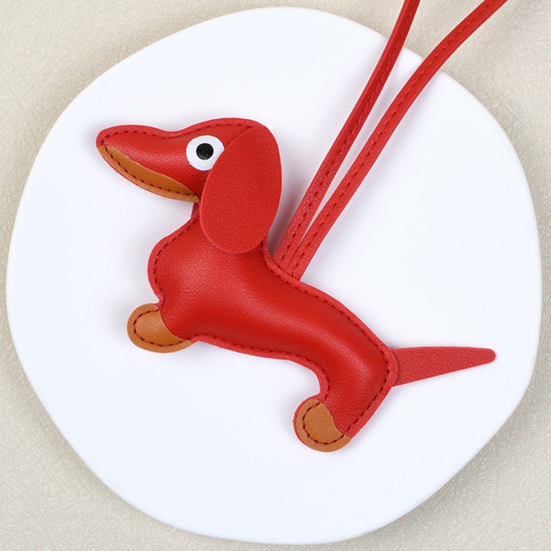 Dachshund Keychain: Red PU Leather - Durable Lightweight Key Organizer for Unisex Gift, Daily Use & Collectible - Image 1