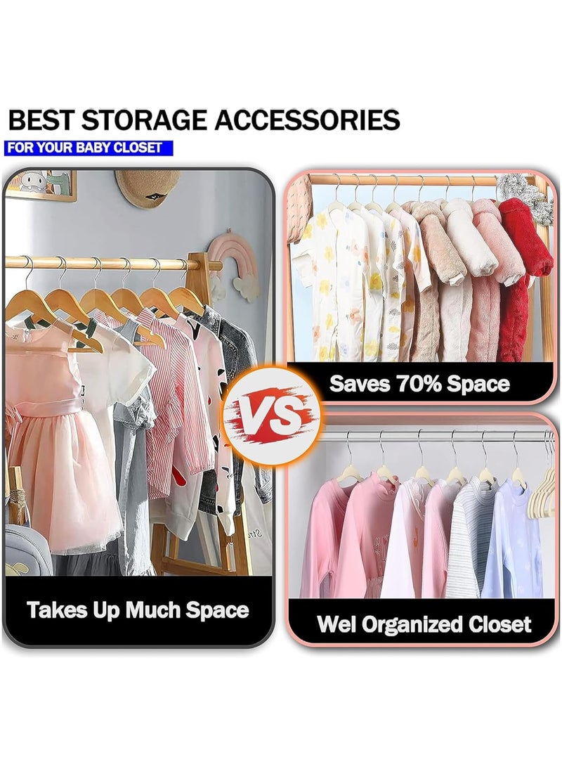 رات سو مجموعة من 30 شماعة ملابس أطفال مخملية للأطفال الرضع والأطفال الصغار مع خطاف دوار 360 درجة، تصميم على شكل كتف مسنن لملابس الأطفال، شماعات ملابس متينة وقوية - Image 4