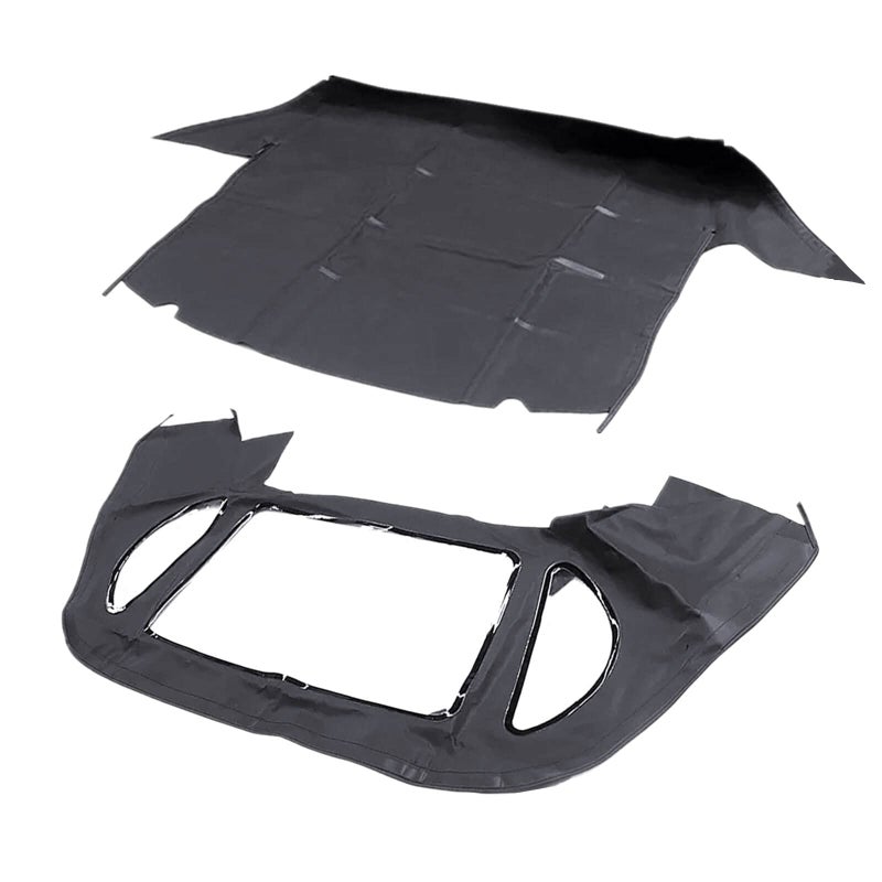 غطاء قابل للتحويل متوافق مع مرسيدس R129 SL 1990-2002 هاتشباك غطاء قابل للتحويل نافذة بلاستيكية سوداء بديلة من الفينيل ل MB0322 MB3394BLKTW MBZ 12148 MB0322 قماش أسود