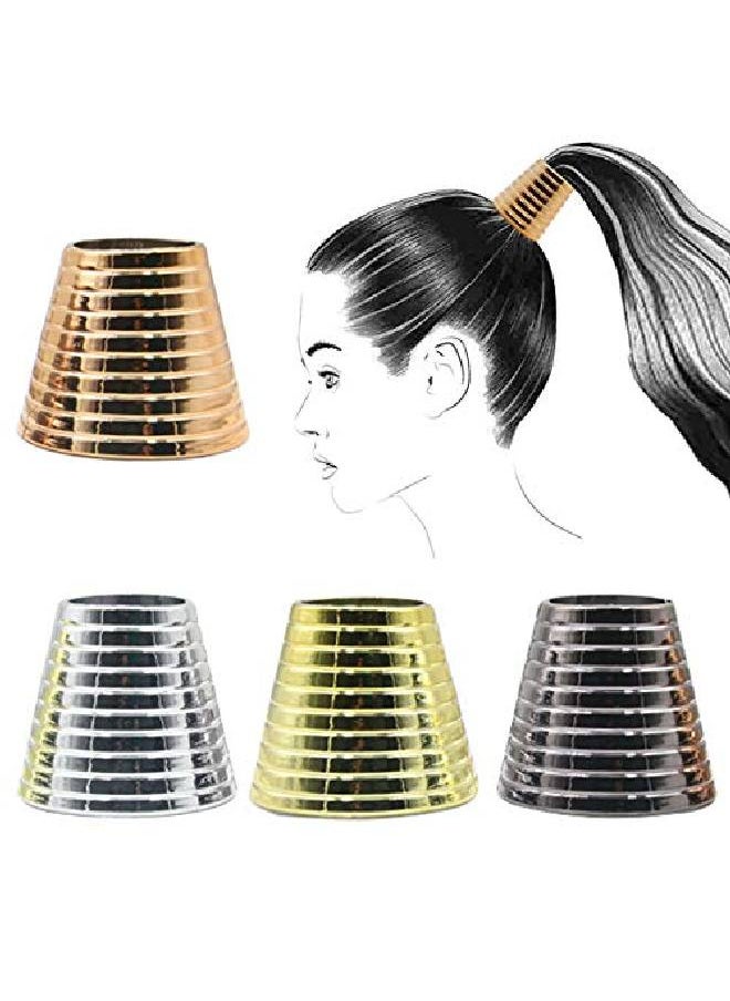 Suoirblss 4Pcs Plastic With Teeth Circle Cuff Ponytail Cover Punk Hair Rings Ponytail Holder Hair Headwear For Lady Women  - Image 1