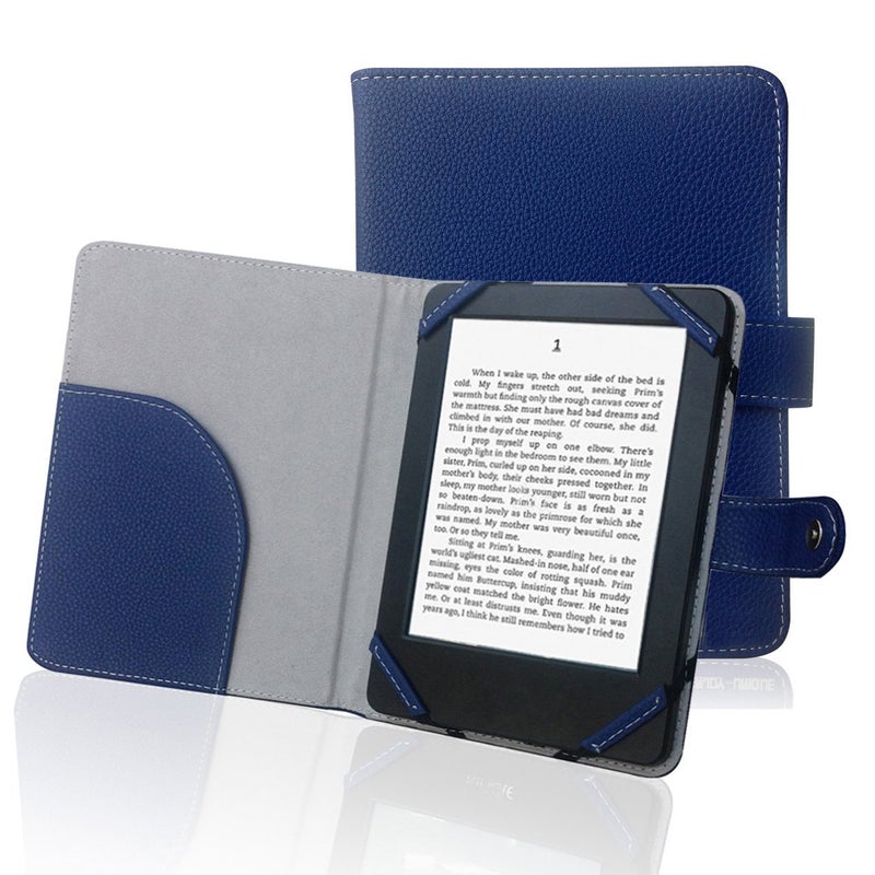 ENJOY-UNIQUE Book Style Litch Pu Leather Case Cover for 6" ebook Reader Case Cover for Sony/kobo/Pocketbook/Nook/tolino 6inch ebook Reader (Blue) - Image 1