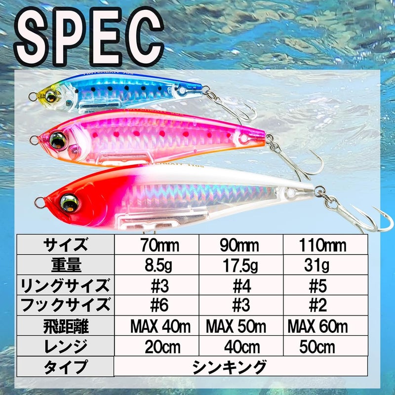DUEL F1235-HLCL Twitch Bait Lure, 4.3 inches, Sinking Fishing Gear, Glow Berry Chart - Image 4