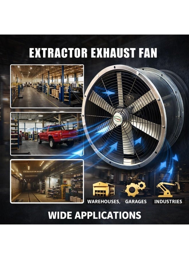 Powerstar Commercial Axial Exhaust Canopy Fan | Heavy Duty Metal Extractor | High Airflow Ventilation for Kitchen & Restaurant 12" (300mm) - Image 3