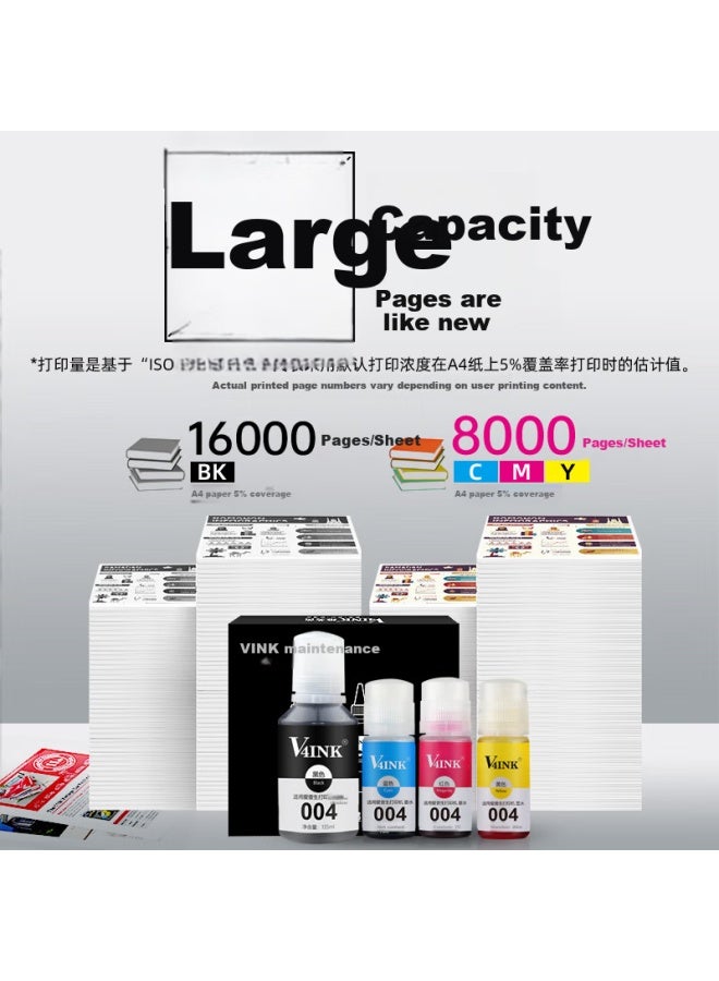 V4ink Compatible With Epson 004 Ink L3255 Epson Ink L3258 Black L3251 Ink L3256 L3153 Printer L3267 L3253 L3118 L3151 - Image 3