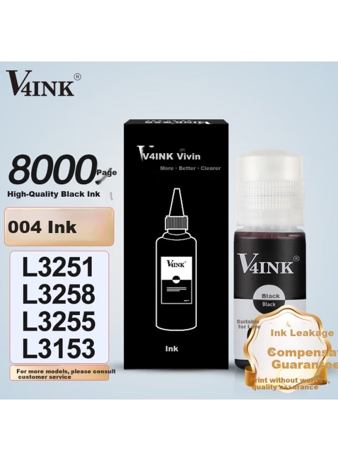 V4ink Compatible With Epson 004 Ink L3255 Epson Ink L3258 Black L3251 Ink L3256 L3153 Printer L3267 L3253 L3118 L3151 - Image 1