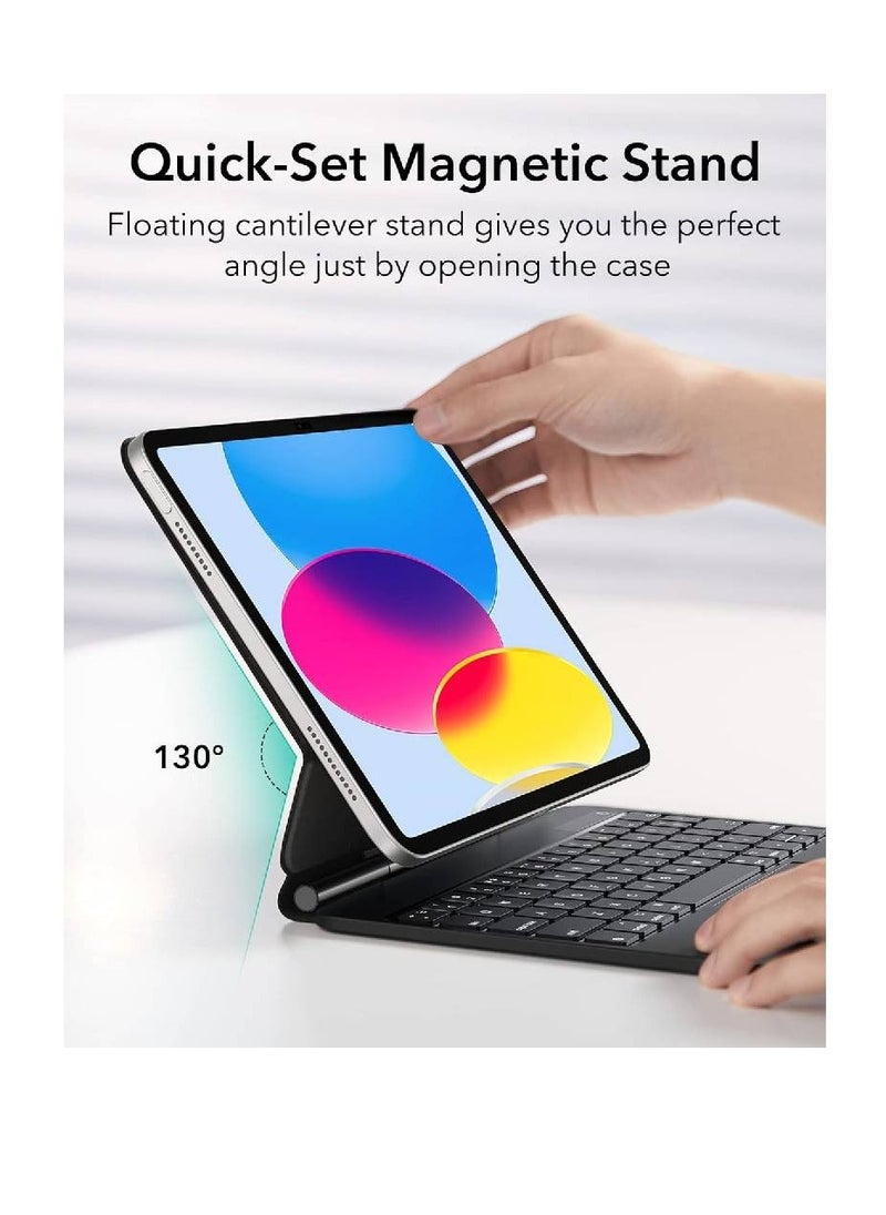 HYX - Magnetic Keyboard Case, iPad Keyboard Case for iPad 10th Generation (2022), Easy-Set Floating Cantilever Stand, Springy Backlit Keys, Precision Multi-Touch Trackpad - Image 1