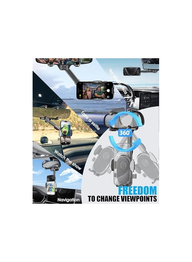 Green Tiger Rear View Mirror Phone Holder, 360° Rotatable and Retractable Car Phone Holder Universal Rearview Car Phones Mount for All Mobile Phones - Image 5