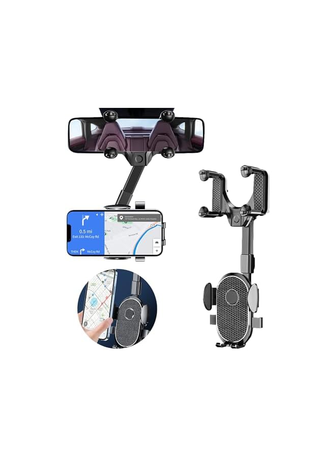 Green Tiger Rear View Mirror Phone Holder, 360° Rotatable and Retractable Car Phone Holder Universal Rearview Car Phones Mount for All Mobile Phones - Image 2