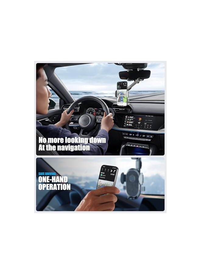 Green Tiger Rear View Mirror Phone Holder, 360° Rotatable and Retractable Car Phone Holder Universal Rearview Car Phones Mount for All Mobile Phones - Image 3