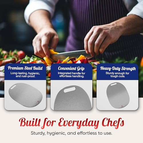 SAIFIX Stainless Steel Chopping Board for Kitchen Premium SS Cutting Board Suitable for Vegetables, Fruits, Bread, Meat and Kneading (35 * 25 Cm) - Image 4