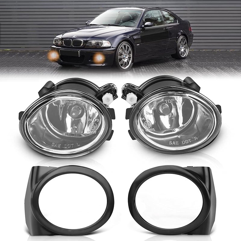 AutoBeeDen Fog Lights compatible with BMW E46 E39 M3 M5 3 Series 320i 323i 325i 325xi 330i 330xi 330ci Sedan 325i 325xi 330i 330xi Wagon all wSport Package with Frame Fog Lamps