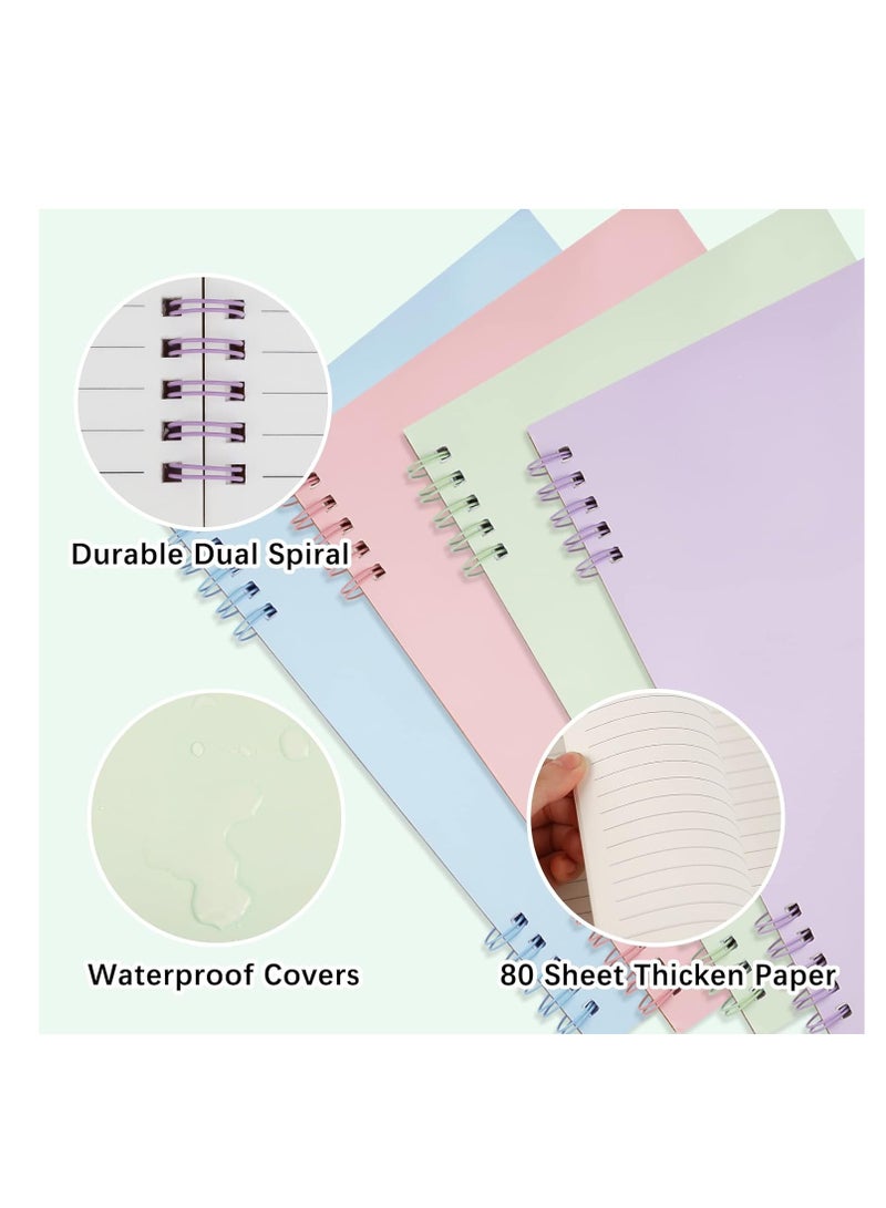 Generic A5 Spiral Notebook with 60 Pcs Tabs Assorted Colors Line Journal Hardcover Subject Notebook College Ruled 80 Sheet Thick Paper Smooth Writing Aesthetic for School Students 4 Pack  - Image 3