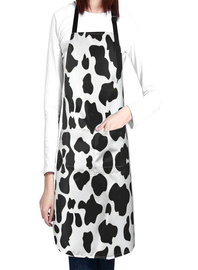 ASYG Cow Print Apron Cute Cow Apron for Women Men Kitchen Apron with Pockets for Cooking Baking Gardening Cow Gift - Image 1