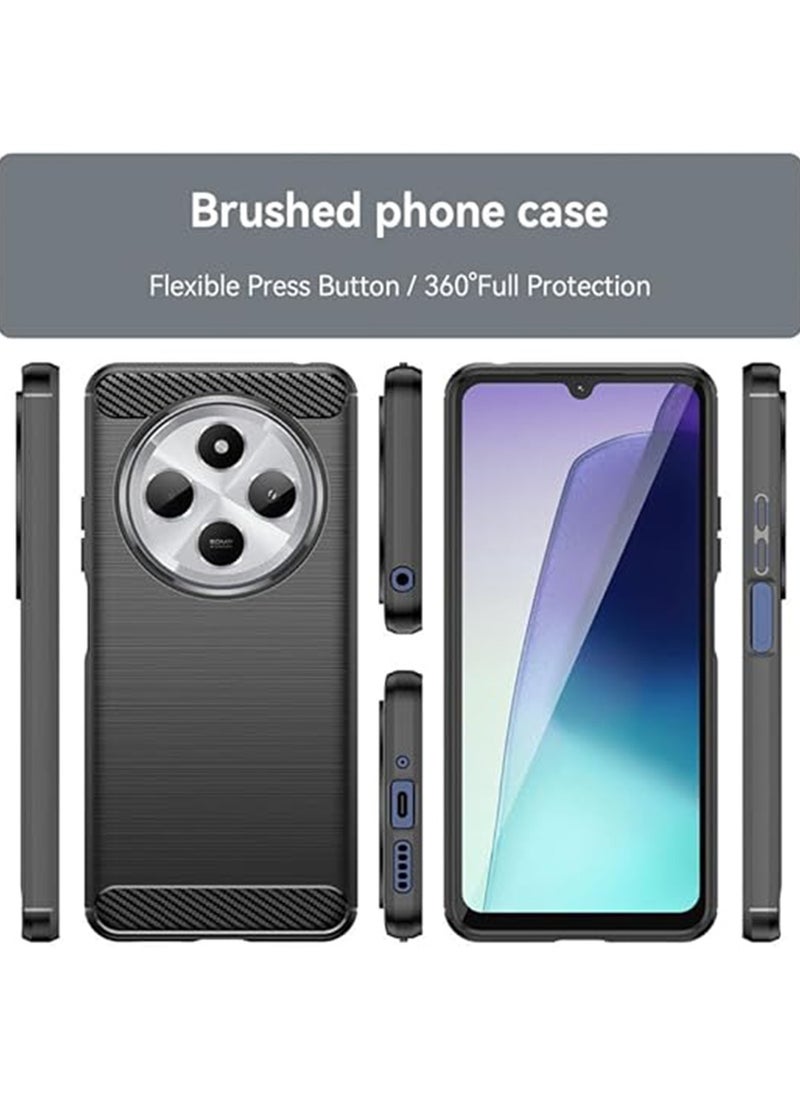 Generic Xiaomi Redmi 14C 4G Case,Carbon Fiber Brushed TPU Shock-Absorption Silicone Cover, Anti-Scratch Shockproof Protective Case Cover for Redmi 14C 4G (Black)  - Image 2