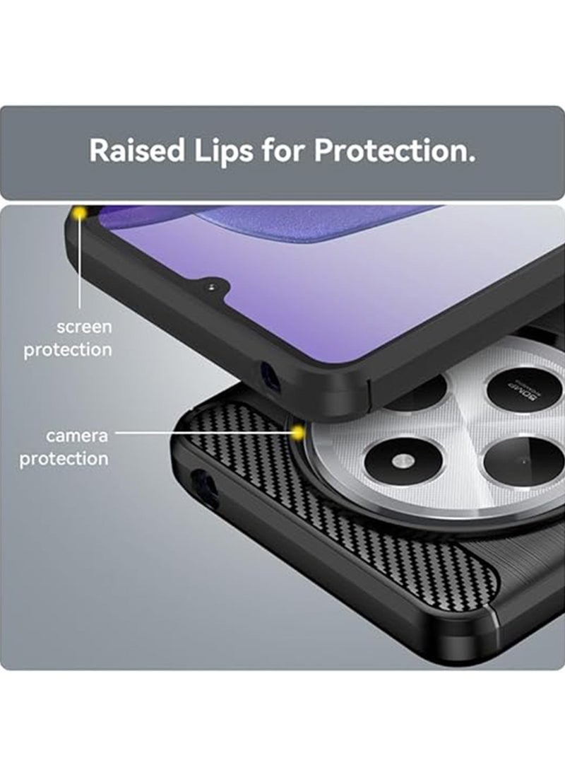 Generic Xiaomi Redmi 14C 4G Case,Carbon Fiber Brushed TPU Shock-Absorption Silicone Cover, Anti-Scratch Shockproof Protective Case Cover for Redmi 14C 4G (Black)  - Image 4