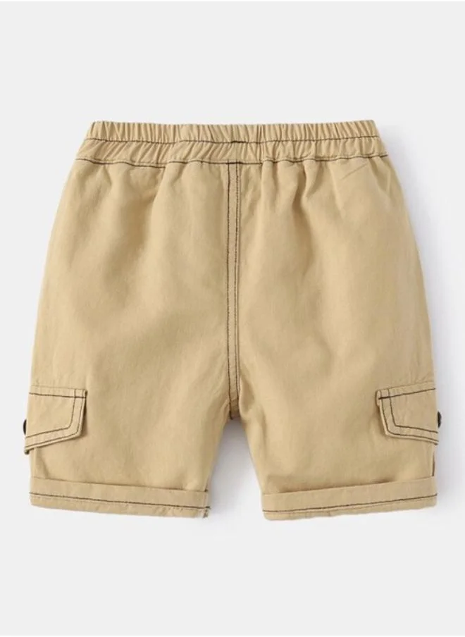 YUNIQEE Beige Regular Fit Mid Rise Solid Shorts