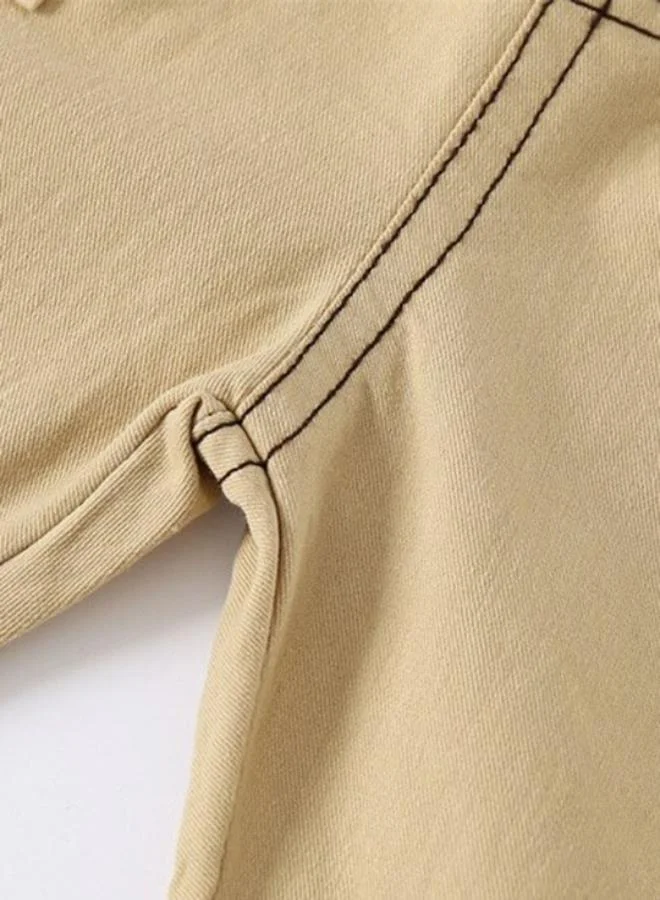YUNIQEE Beige Regular Fit Mid Rise Solid Shorts