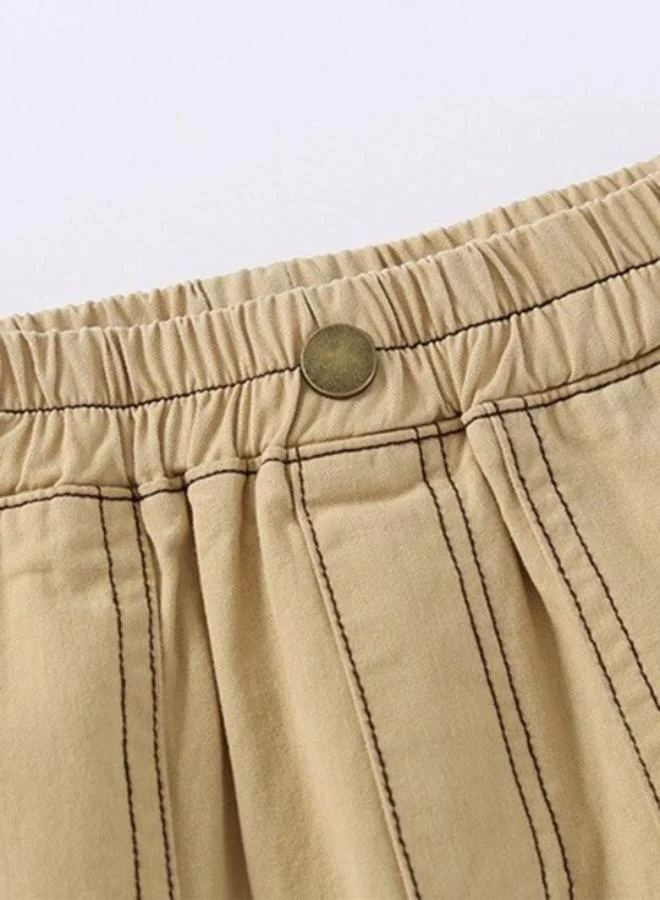 YUNIQEE Beige Regular Fit Mid Rise Solid Shorts