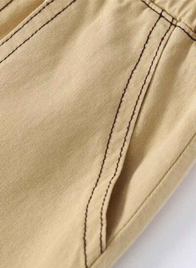 YUNIQEE Beige Regular Fit Mid Rise Solid Shorts