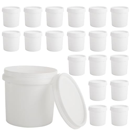 AKOLAFE 20 Pack Paint Buckets for Painting Empty Paint Cans Quart Plastic Paint Containers with Lids 2 Pint Plastic Paint Can 14 Gallon Paint Pail Small Paint Storage Containers for Leftover Paint - Image 1