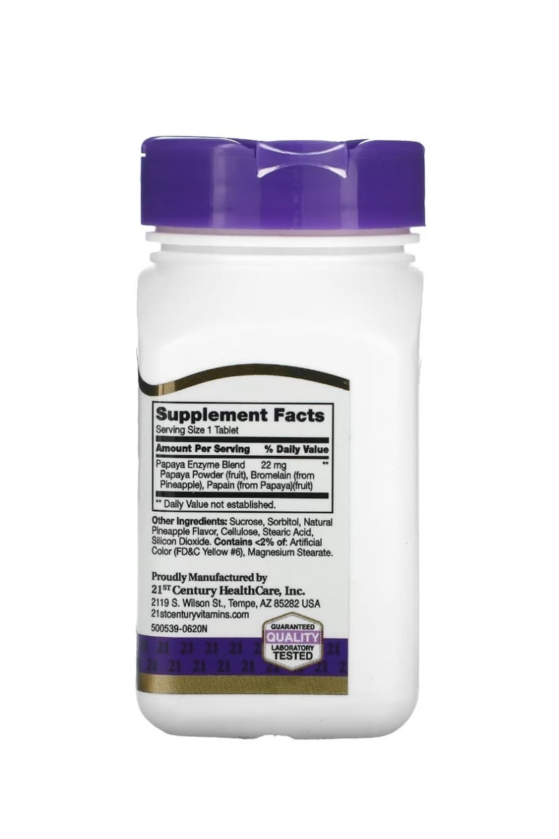21st Century Papaya Enzyme Chewable Tablets 100 Tablets - Image 2