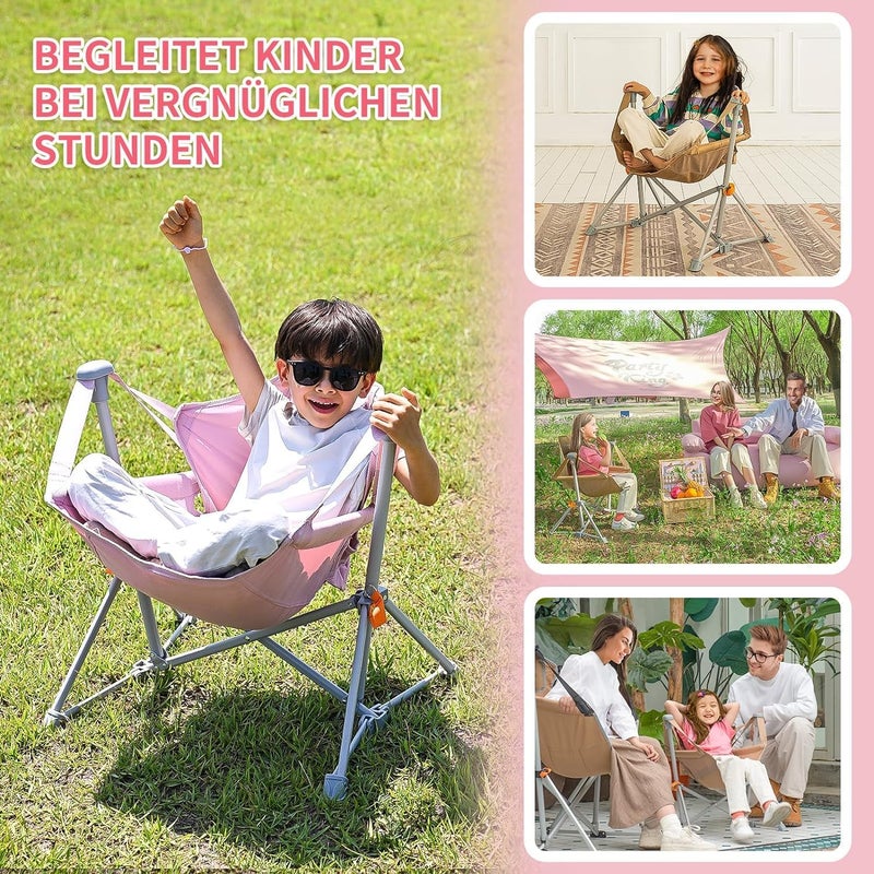 KingCamp كرسي تخييم ميني من كينغ كامب، كرسي معلق قابل للطي، كرسي هزاز بظهر قابل للتعديل، كرسي تخييم مع وسادة، حامل مشروبات للسفر في المخيم، الحديقة، الشاطئ، الأمان والراحة للأطفال، وردي - Image 5