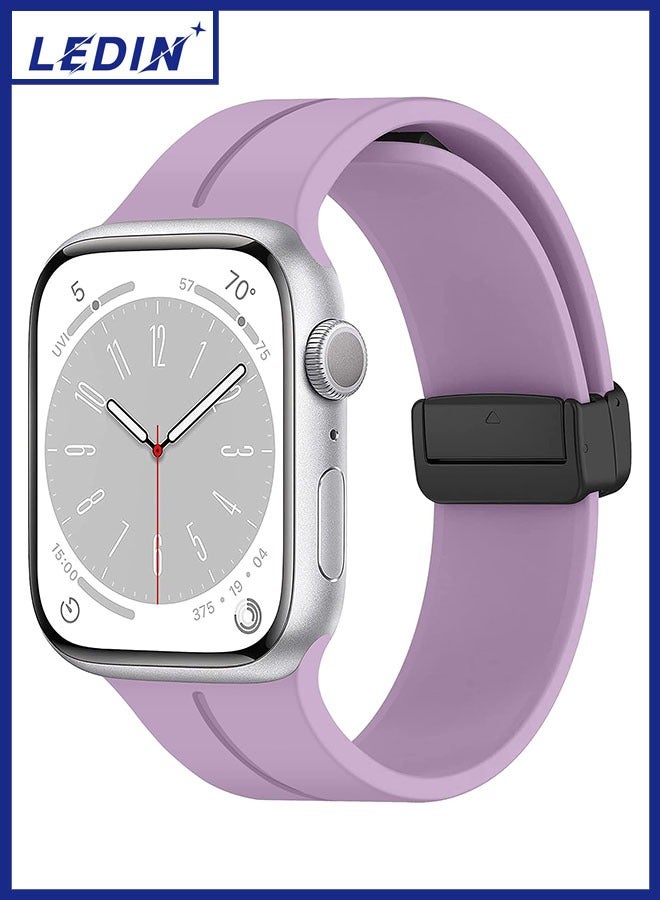LEDIN Magnetic Silicone Watch Band 45mm/49mm Quick Release Strap for Men & Women Soft Skin Friendly Sport Replacement Band for Smartwatch & Analog Watches Durable, Waterproof, Magnetic Folding Clasp for All-Day Comfort - Image 1