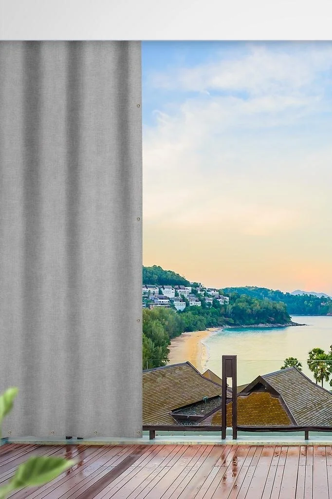 Altın Pamuk Golden Cotton Altınpamuk Eyelet Balcony Curtain with Width and Length Options in All Sizes-Balcony Canvas Gray Luxury