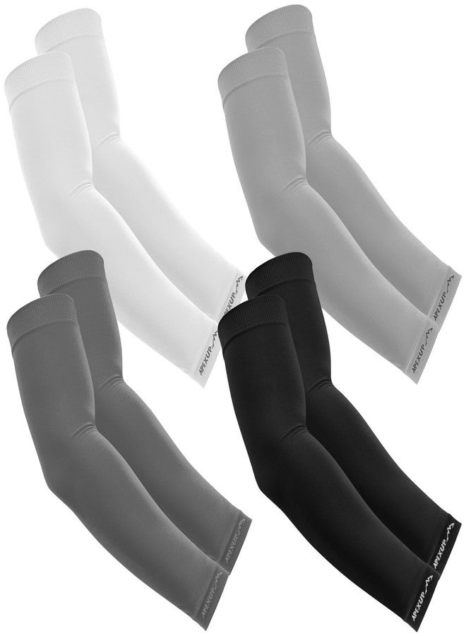APEXUP Cooling Arm Sleeves for Men Women, UV Sun Protection UPF 50, Volleyball Arm Sleeves Compression Sleeves for Outdoor (4PK, Black/White/Gray/Dark Gray) - Image 1