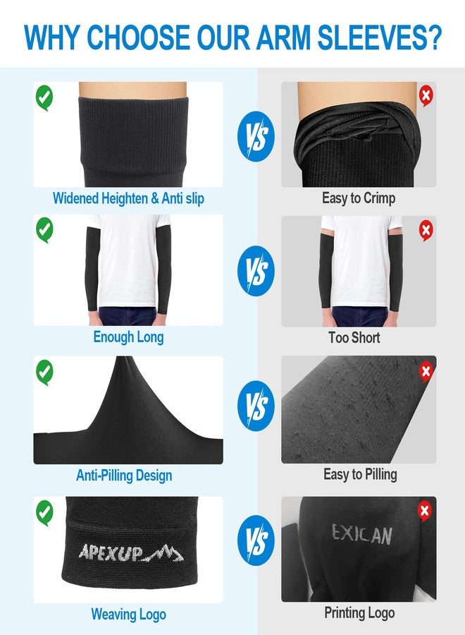 APEXUP Cooling Arm Sleeves for Men Women, UV Sun Protection UPF 50, Volleyball Arm Sleeves Compression Sleeves for Outdoor (4PK, Black/White/Gray/Dark Gray) - Image 3