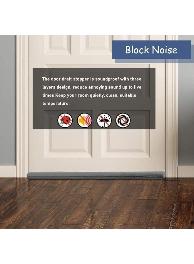 شو وو 3/4/5 قطع من سدادات تسرب الهواء للأبواب الكبيرة، مانع تسرب أسفل الباب وعازل للصوت - واقي فجوة الباب السفلي قابل للتعديل بطول 36 بوصة | إسفنج بسمك 2 بوصة للفجوات من 0.5 بوصة إلى 1.7 بوصة | للأبواب الداخلية، مانع تسرب الهواء، عازل لتسرب الهواء - Image 4