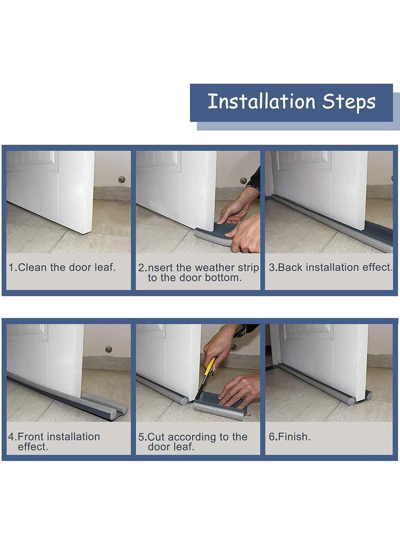 شو وو 3/4/5 قطع من سدادات تسرب الهواء للأبواب الكبيرة، مانع تسرب أسفل الباب وعازل للصوت - واقي فجوة الباب السفلي قابل للتعديل بطول 36 بوصة | إسفنج بسمك 2 بوصة للفجوات من 0.5 بوصة إلى 1.7 بوصة | للأبواب الداخلية، مانع تسرب الهواء، عازل لتسرب الهواء - Image 5