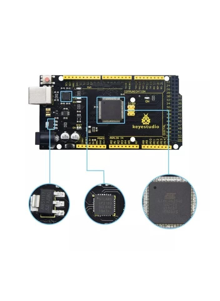Keyestudio - MEGA 2560 R3 Development Board With USB Serial Chip CP2102 - Image 1