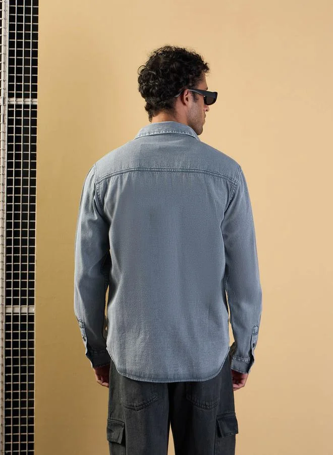 Mascln Sassafras Tencel Relaxed Fit Shirt with Pocket Detail by Styli