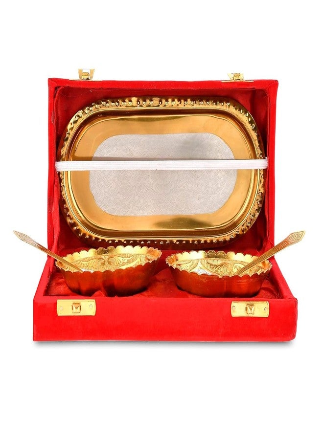 NOBILITY Bowl Spoon Tray Set Gold and Silver Plated Light Weight with Gift Box Dessert Dry Fruits Serving Gift Items Diwali Christmas Eid Wedding Return Home Decoration Gifts - Image 4