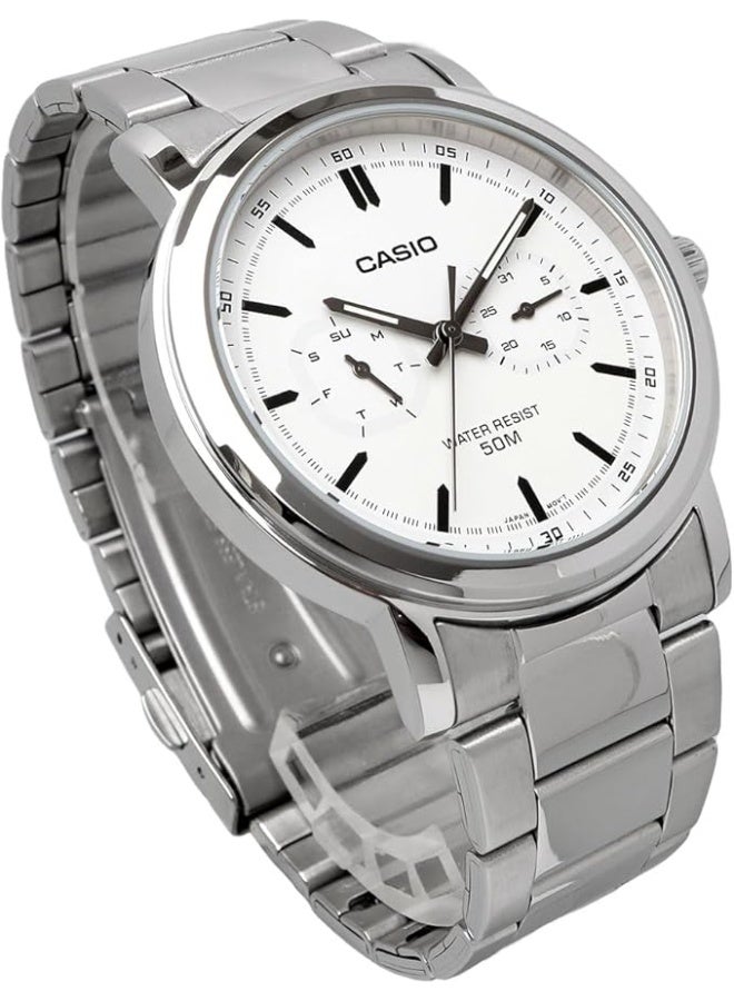 CASIO Mens White Dial Stainless Steel Watch - MTP-E335D-7EVDF - Image 3