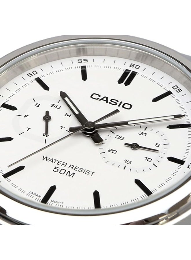 CASIO Mens White Dial Stainless Steel Watch - MTP-E335D-7EVDF - Image 4