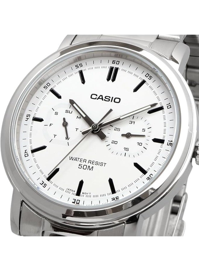 CASIO Mens White Dial Stainless Steel Watch - MTP-E335D-7EVDF - Image 2